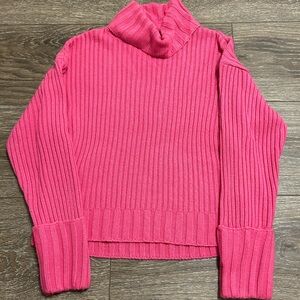 Nine West Pink Cowl Neck Sweater with Ribbed Knit